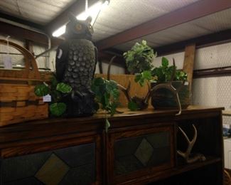 Owl and deer horns