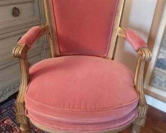 Vintage French upholstered armchair.