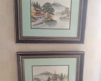 Pair of nicely matted/framed Asian watercolors.