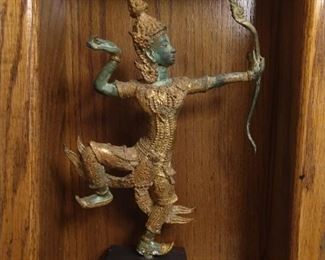 Vintage bronze Thai happy, dancing god, raising hands in the air, like she just don't care!
