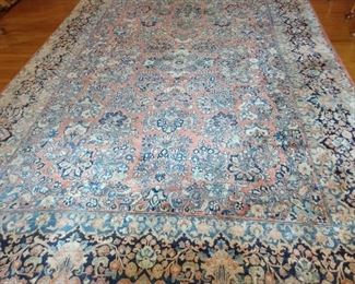 Lovely vintage Persian Sarouk rug, hand woven, 100% wool face, measures 9' 4" x 12' 6" - softly muted colors and in excellent condition.