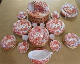 60-piece set of Royal Crown Derby "Red Aves" china, England; retired 1997.