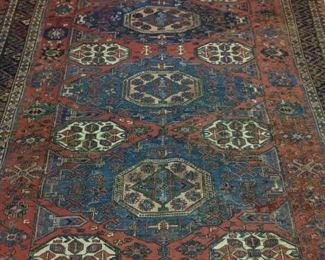 Vintage hand woven Turkish flat weave rug, 100% wool face, measures 7' 10" x 9' 10".