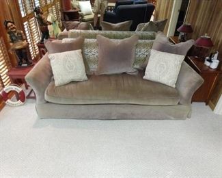 Horrible Weimaraner gray sofa - it 's been fostered for quite a while, now it needs to find a forever home.