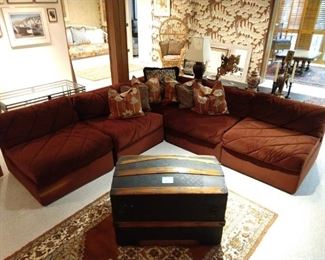 Believe it or not, this is a vintage, early 70's Bernhardt love pit sectional. Raid your closet, find those college bell-bottoms, the quaaludes and Boone's Farm - relive your sordid youth or start new traditions with this thing!
