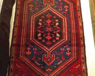 Vintage hand woven, Persian Malayer rug, 100% wool face, measures 4' 7" x 6' 8".