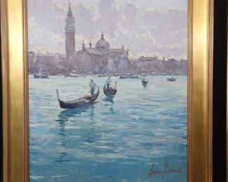 Original oil on canvas, by Ukranian artist Andrey Yakhimets, "Venetian Canal Scene".