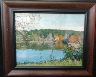 Original oil on canvas, by Russian artist Dmitriy Proshkin, "Chickamauga Lake, Chattanooga, TN".