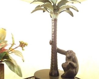 Funky monkey bronze table lamp.