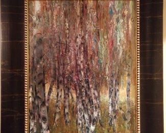 Original oil on canvas, by Russian artist Reznichenko, "Birch Tree Forest".