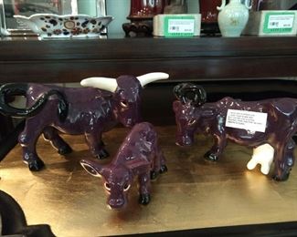 Porcelain cow family, by Gelette Burgess:                                                                                                                              I never saw a purple cow                                                                       I hope to never see one                                                                    
But I can tell you anyhow                                                                  I'd rather see than be one                                                    -Gelette Burgess