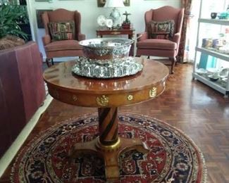 Originally from a Russian Leningrad/St. Petersburg estate, this mint condition table was purchased through Rigdon & Co., January 1992, for $22,000.00.                   Yes, I have the receipt; Wallace silverplated punchbowl, with 12 cups and ladle.