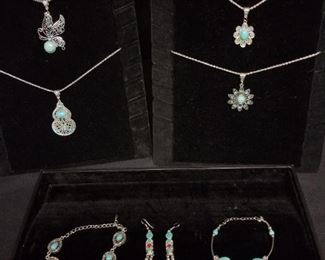 Silvertone and Turquoise Colored