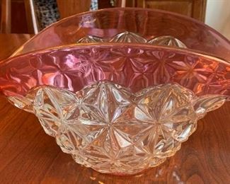 Glass bow with cranberry flashing