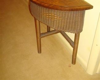 Wicker with oak top stand.