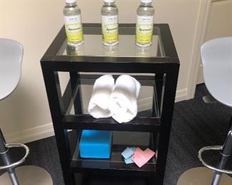 Glass 3 level table Black Glass tiered table $100