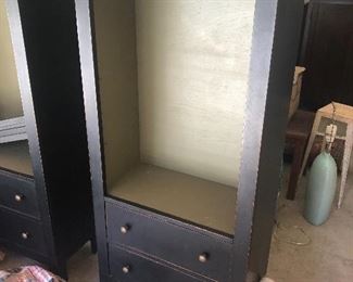 Pair of black shelving units $150 Each Crate and Barrel
