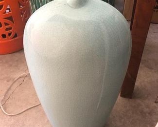 Green crackle porcelain lamp Ceramic Green Crackle Lamp $50