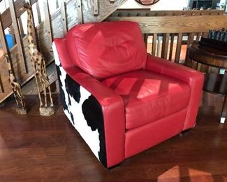 Red Leather and cowhide chair... One of the most comfortable chairs ever. 