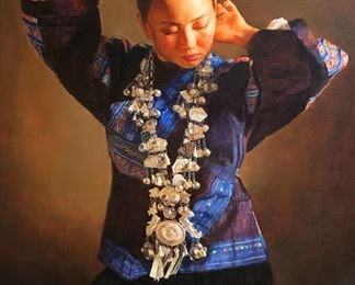 Jie Wei Zhou Original Oil On Canvas Portrait