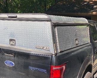 2017 Ford Raptor F-150 Truck Bed Camper Shell Topper A.R.E. diamond plate Steel. Truck is not for sale. 
