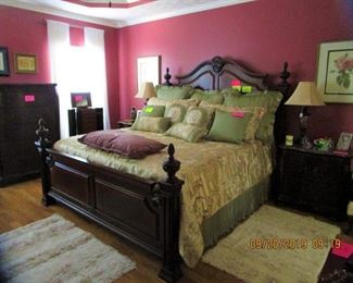 King Size Bed , Dresser, Chest, matching end tables, artwork, lamps, Bedspreads/pillows, Area Rugs, Ladies Jewelry Cabinet.  etc.