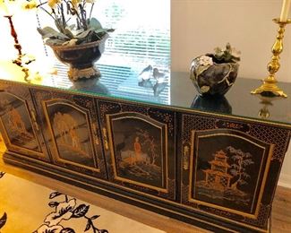 Chinese Black Lacquer Low Console/Credenza - $495 - (76W  18D 30H)