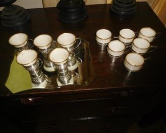 Lenox demitasse cups with sterling holders