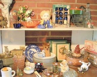 Tables will be full of all categories of antiques....china, glassware, toys, cast iron banks, pottery and English brass items.