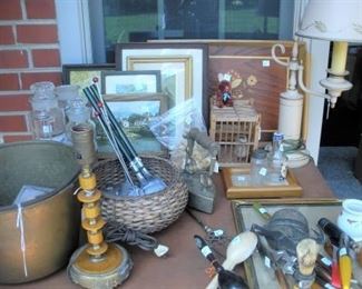 Primitive kitchen items to a bakelite lamp.