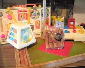 Some of the newest toys...Fisher Price, all clean and good working condition...not sure how these got mixed in with all these wonderful antiques