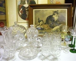 More pattern glass found yesterday...the kittens are keep on eye on it all.