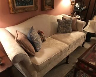 Camel back sofa - damask