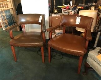 Pair of leather arm office chairs