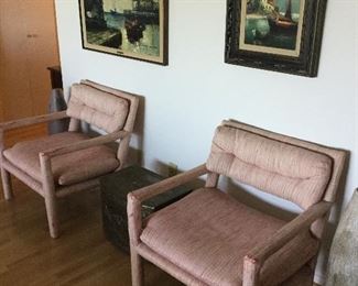 MILO BAUGHMAN STYLE CLUB CHAIRS WITH LARSEN FABRIC