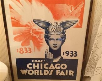 ORIGINAL CHICAGO WORLD’S FAIR POSTER 1933, CENTURY OF PROGRESS 1833-1933, 36 1/2” x 27 1/2 “