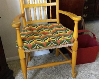 PAINTED TROUVAILLES CHAIR WITH ORIGINAL CUSHION 