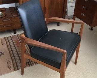 outstanding teak and leather mid century desk chair – $165