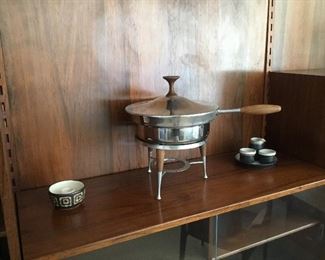 fondue stainless steel mid century – $30