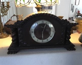 carved Brazilian walnut West minister chimes antique clock– price $145