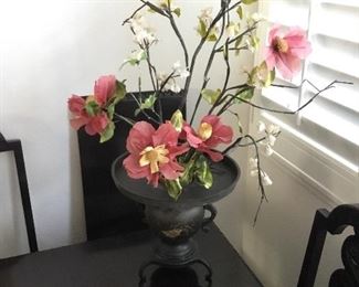 beautiful silk plant and brass Asian urn/pot price  $45