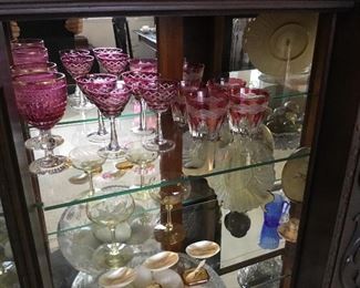 Cased Ruby glass cut glasses $20-$30 each