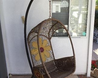 freestanding wicker swinging seat $195