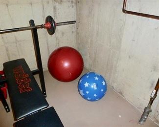 Weight Bench and weights & Bar