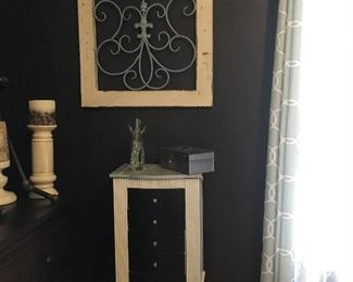 wall decor and jewlery cabinet