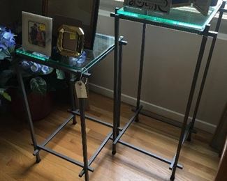Iron and glass side tables