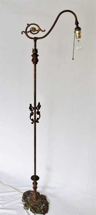 Ornate Antique Floor Lamp - brass