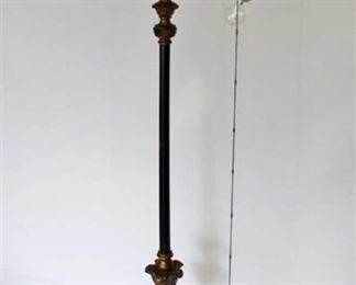 Ornate Antique Floor Lamp - Black/Gold Wood/Iron