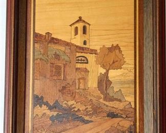 Wood Inlay Art Landscape picture - Made in Italy