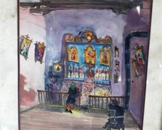 1982 Tom Noble - Lady in a Mexican Nicho Shop - signed